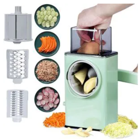 3 In 1 Square Storm Vegetables Cutter, Chopper Slicer 3 Drum Blades.Potato Slicer Upgraded Hand Crank Vegetable Cutter Multifunctional Chopper Veget Graters Shredders Fruit Kitchen Tool with 3