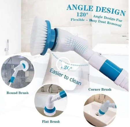 Rechargable hurricane spin scrubber with 3 brushes,Powerful Electric Spin Brush for Bathroom & Kitchen,Cleaning Scrubber with Hard Bristles/Long Handle,Efficient Floor/Carpet/Baseboard Cleaner