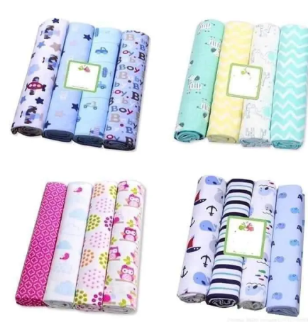 [Up to 50%0ff ]4 Pcs/lot 100% Cotton Flannel Diaper Muslin Diaper Baby Blanket Cartoon Print Baby Bath Swaddle Soft Children's Muslin Swaddle