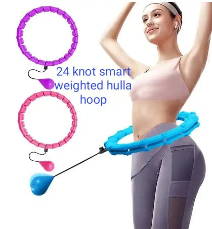 New Hulla Hoop for Adults Weight Loss, Circle Weighted Hula Hoops 2 in 1 Abdomen Fitness Hula Hoops, 24 Detachable Knots Hula Hoops with Automatic Rotation it is light making it easier to be rolled.