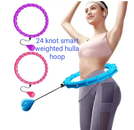 New Hulla Hoop for Adults Weight Loss, Circle Weighted Hula Hoops 2 in 1 Abdomen Fitness Hula Hoops, 24 Detachable Knots Hula Hoops with Automatic Rotation it is light making it easier to be rolled.