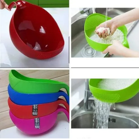 Rice Washer Portable Rice Washing Bowl Wit Handle