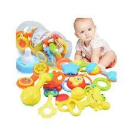 Baby Bank With Rattles Teether Toddler Shakers Set. This Teething toys set Baby Rattles Teether&Shakers toy plays an important part in the development of a baby's skills. These bright color, visuall