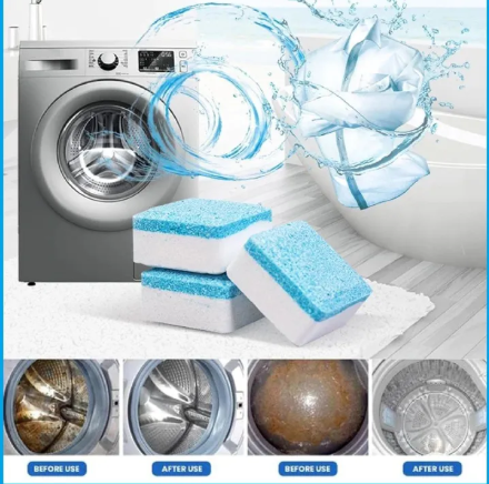 12PCS Box Washing Machine Cleaning Tablets Deep Cleaning Washing Machine Cleaners Remove Odor Deodorize & Remove Mold Washing Machine Decontamination