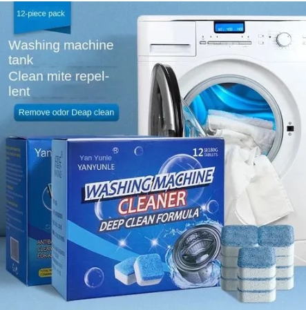 12PCS Box Washing Machine Cleaning Tablets Deep Cleaning Washing Machine Cleaners Remove Odor Deodorize & Remove Mold Washing Machine Decontamination