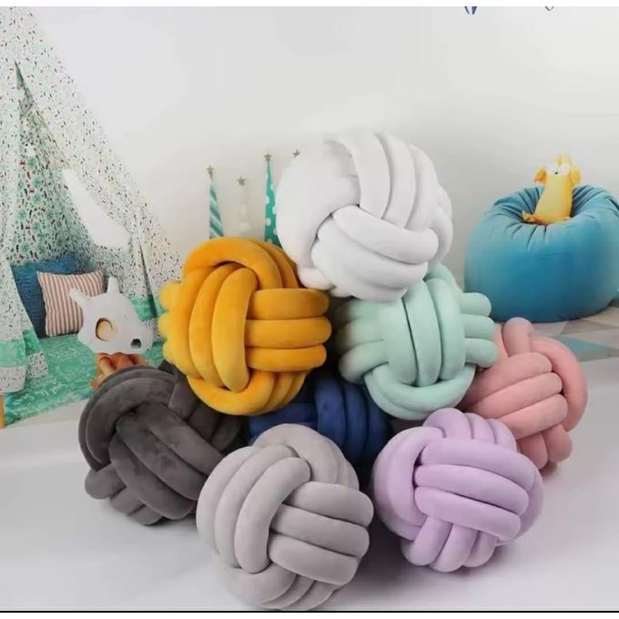 Knot Pillow Round Ball Cushion – Handmade Home Décor, 28cm