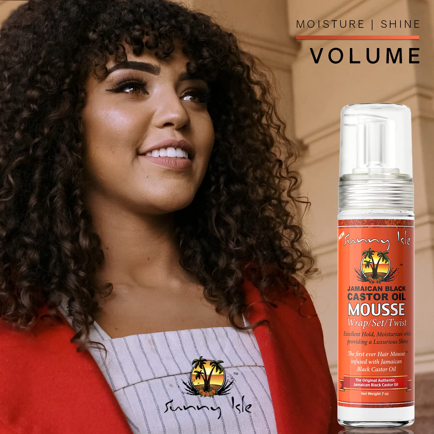 Sunny Isle Jamaican Black Castor Oil Mousse ifused with Jamaican Black castor  - smoother wrapping, molding, and longer-lasting roller sets