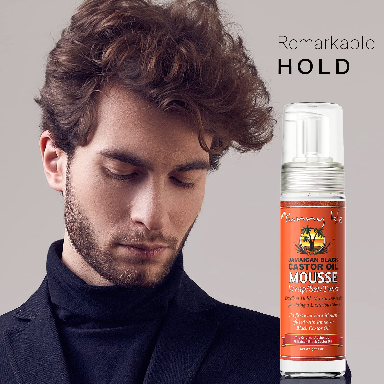 Sunny Isle Jamaican Black Castor Oil Mousse ifused with Jamaican Black castor  - smoother wrapping, molding, and longer-lasting roller sets