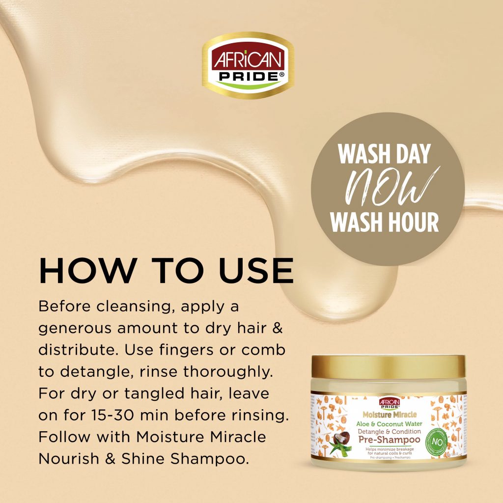 AFRICAN PRIDE Moisture Miracle Aloe & Coconut Water , Detangle & Condition Pre-shampoo