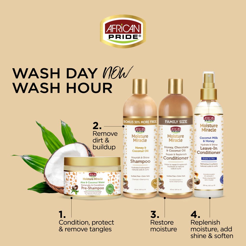 AFRICAN PRIDE Moisture Miracle Aloe & Coconut Water , Detangle & Condition Pre-shampoo
