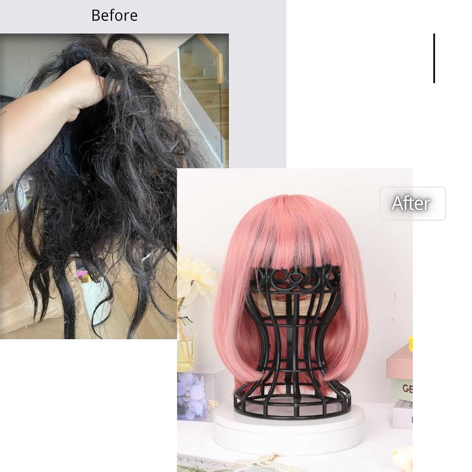 Lantern Shape Plastic Wig Stand /Hat Cap Holder/Portable ABS Wig Stand Foldable/ Wig Display Holder