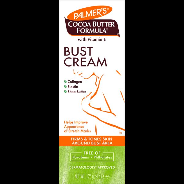 Palmer's Cocoa Butter Formula Bust Cream safe for Pregnancy Skin Care with Vitamin E, firm and tone around your bust area even after pregnancy and weight loss and helps reduce the appearance of stretc