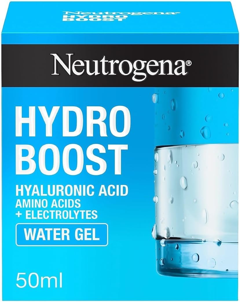 Neutrogena Hydro Boost Water Gel (1x 50ml), Oil-Free Face Cream with Hyaluronic Acid, Amino Acids and Electrolytes, Lightweight Face Care with 72 Hour Hydration, For Acne-Prone and Sensitive Skin