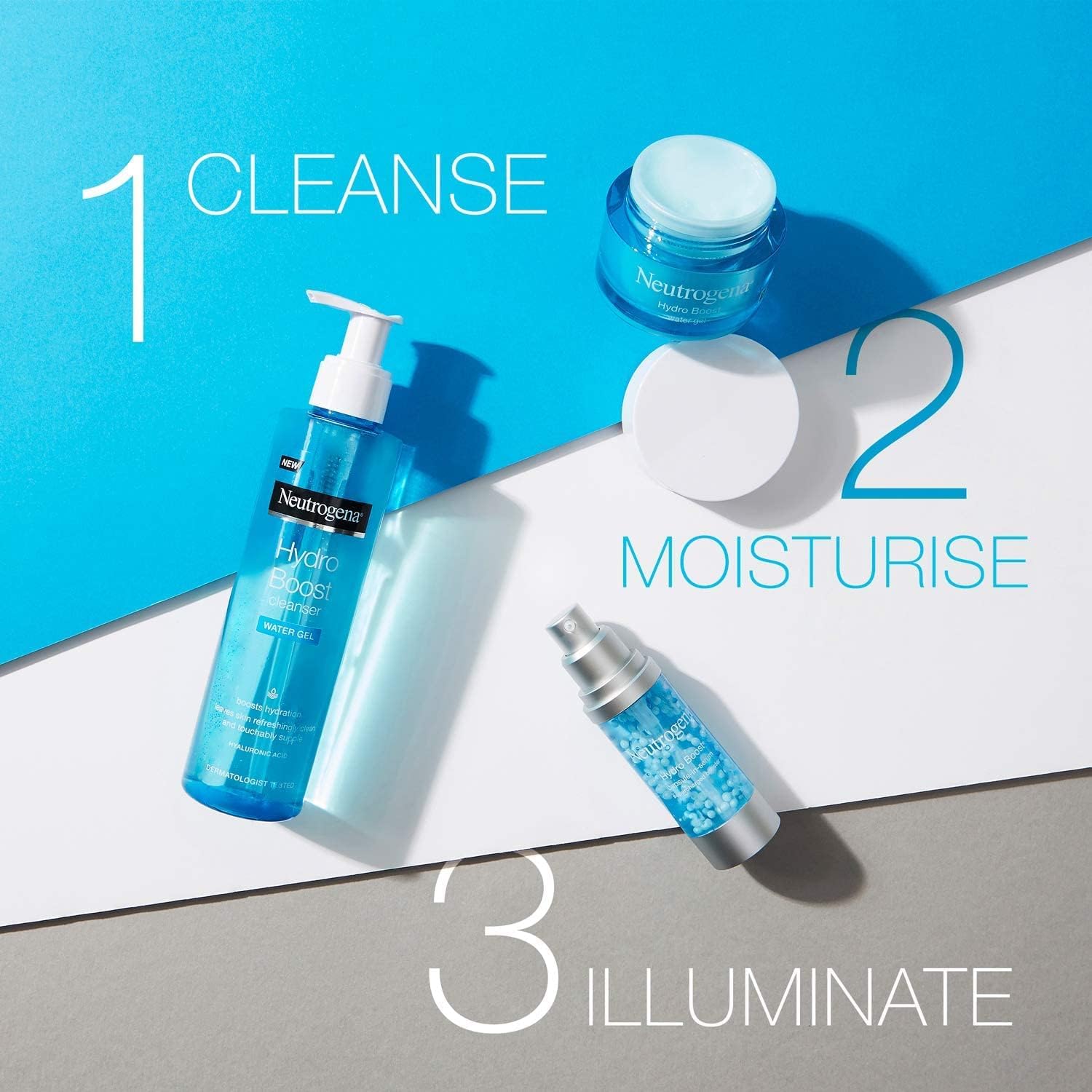 Neutrogena Hydro Boost Water Gel (1x 50ml), Oil-Free Face Cream with Hyaluronic Acid, Amino Acids and Electrolytes, Lightweight Face Care with 72 Hour Hydration, For Acne-Prone and Sensitive Skin