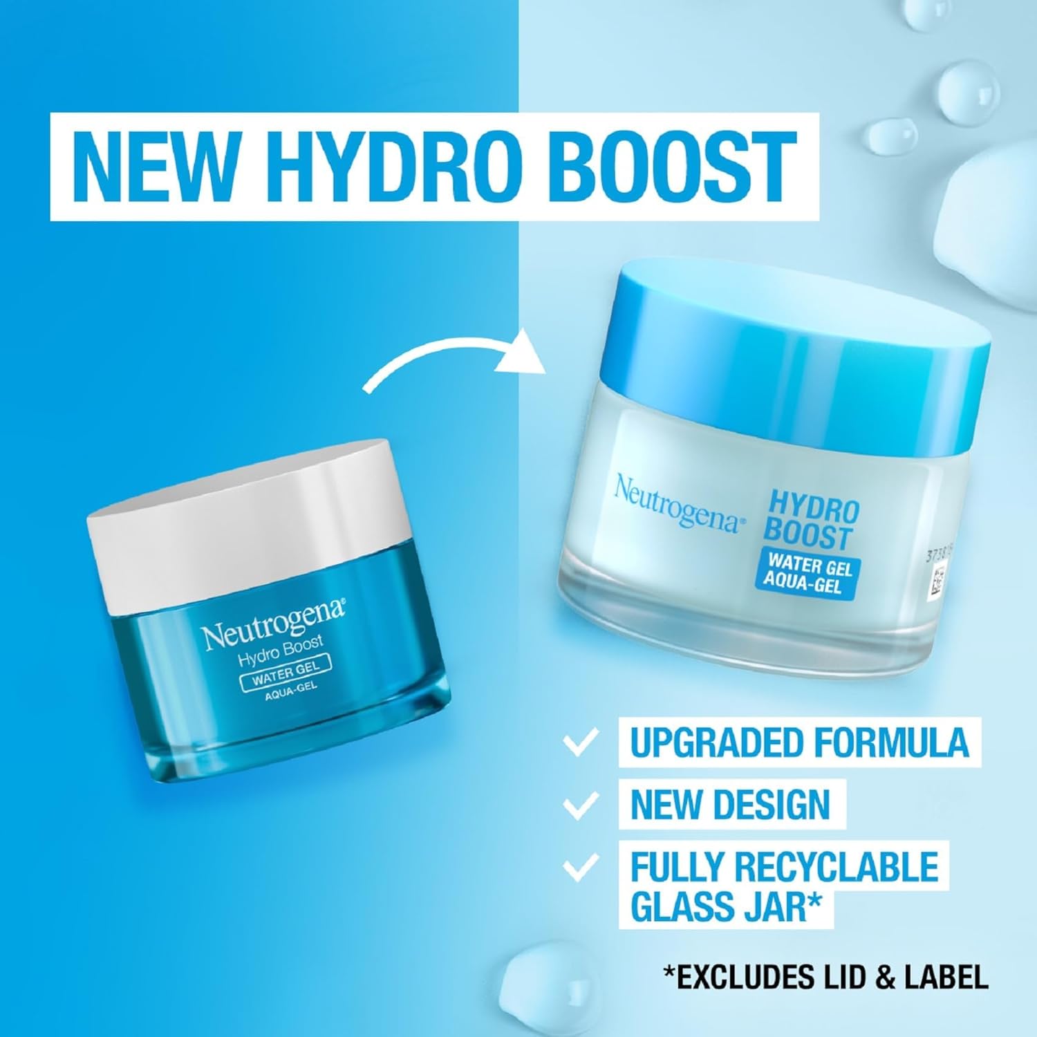 Neutrogena Hydro Boost Water Gel (1x 50ml), Oil-Free Face Cream with Hyaluronic Acid, Amino Acids and Electrolytes, Lightweight Face Care with 72 Hour Hydration, For Acne-Prone and Sensitive Skin