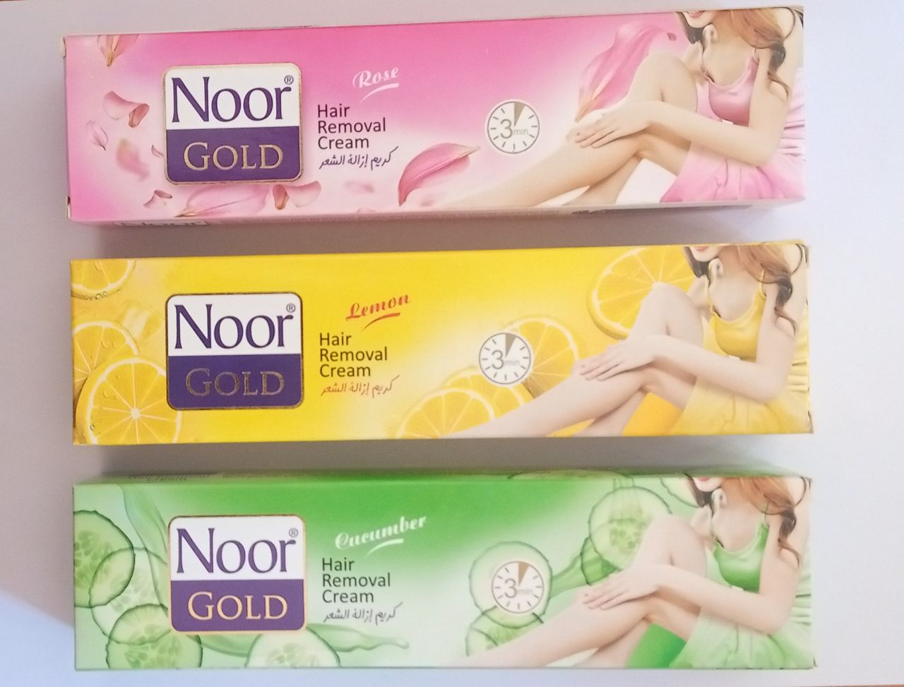 Noor Gold -Hair Removal Cream, Three flavours to choose from