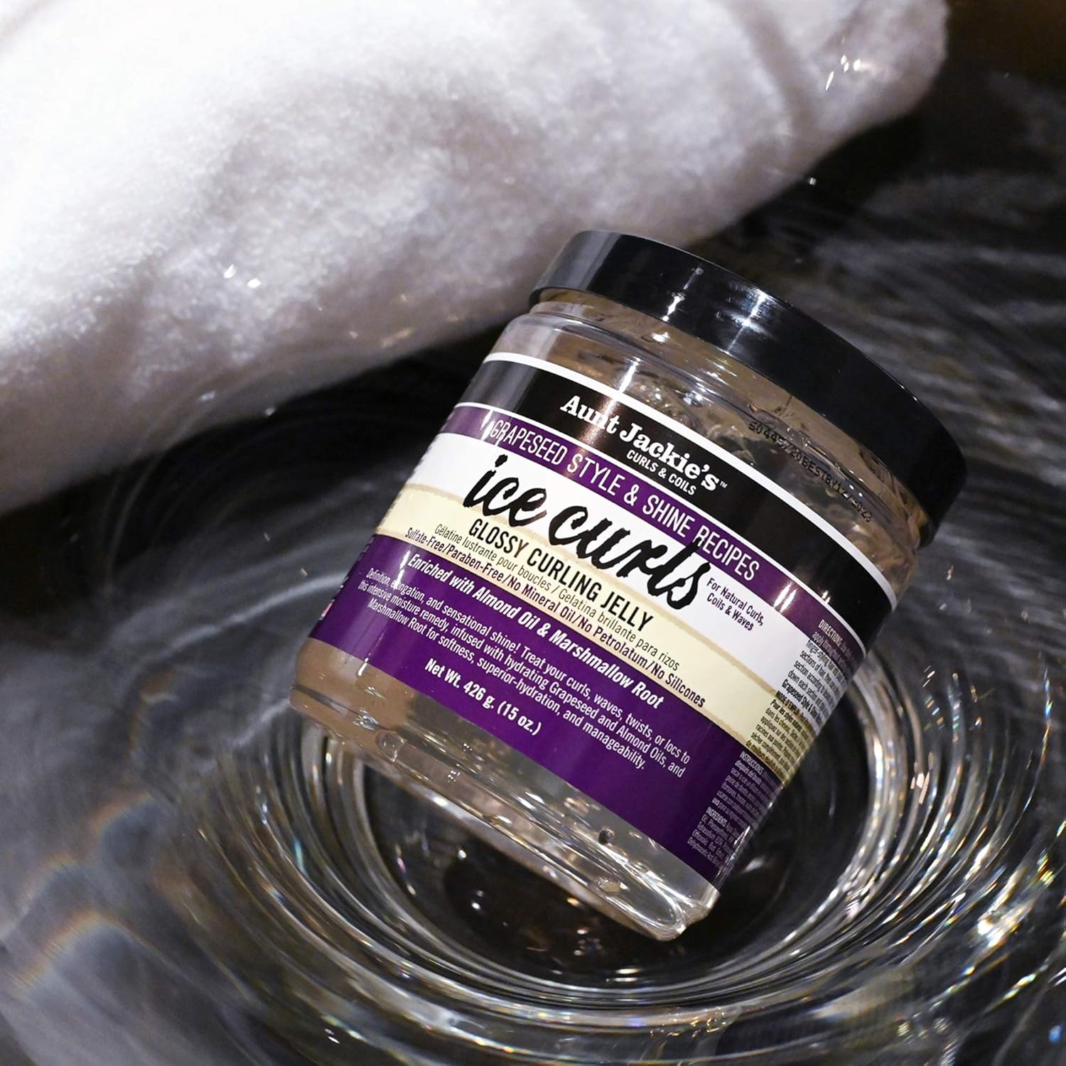 Aunt Jackie's Grapeseed Style and Shine Recipes Ice Curls Glossy Curling Jelly, Hydrates, Softens, Makes Waves, Curls and Coils Easier to Style
