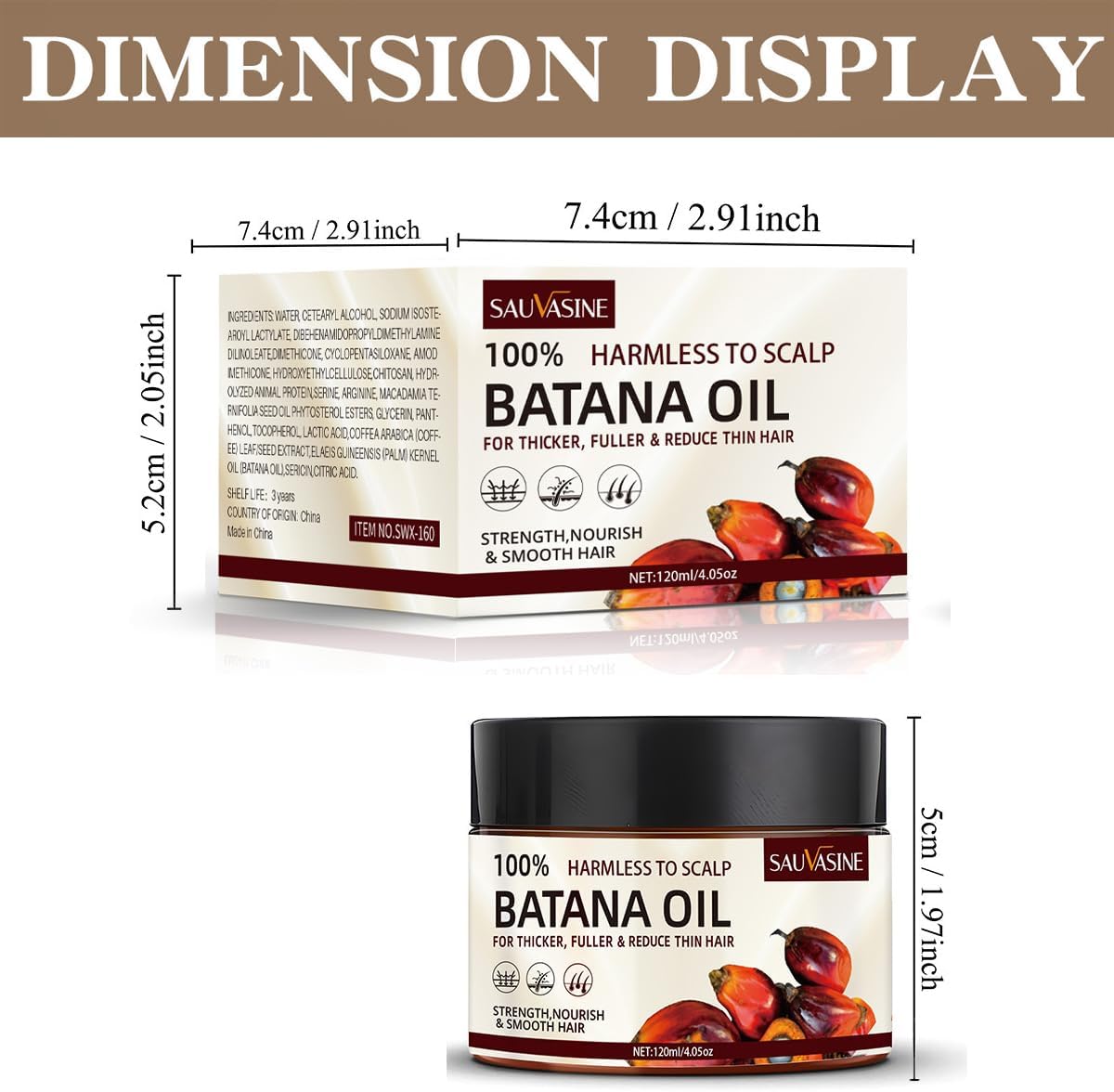 Sauvasine Raw Batana Oil for Hair Growth,Natural,Pure,Unrefined and Organic Dr. Sebi Batana Oil from Honduras,Repair Hair Split End for Men & Women(120ML)