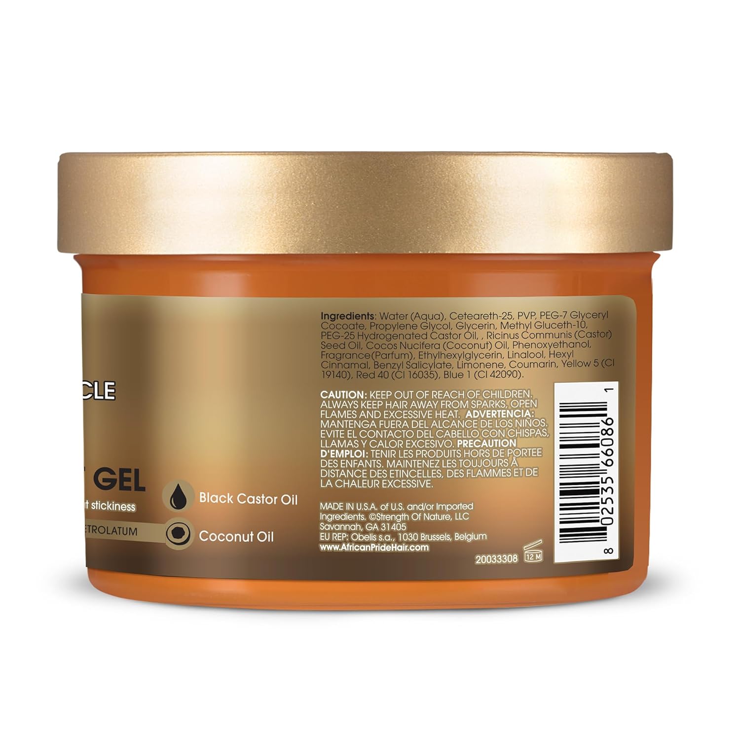 African Pride Black Castor Miracle Extra Hold Braid, Loc, Twist Gel - Extreme Hold Braiding Hair Gel, Edge Control & Tames Frizz, No Flake | Natural Ingredients, Black Castor & Coconut Oil