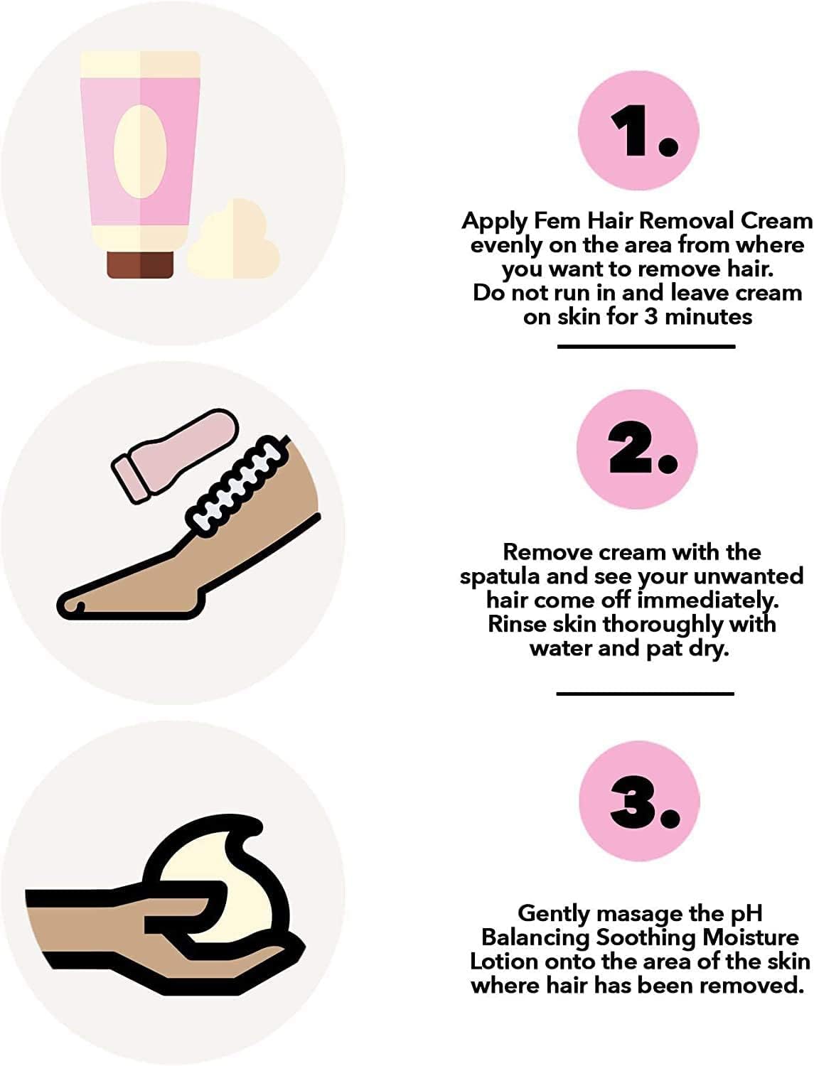 FEM Hair Removal Cream, the perfect solution for hair-free, smooth, and refreshed skin in just minutes! (the choices to choose from depending on your skin type)
