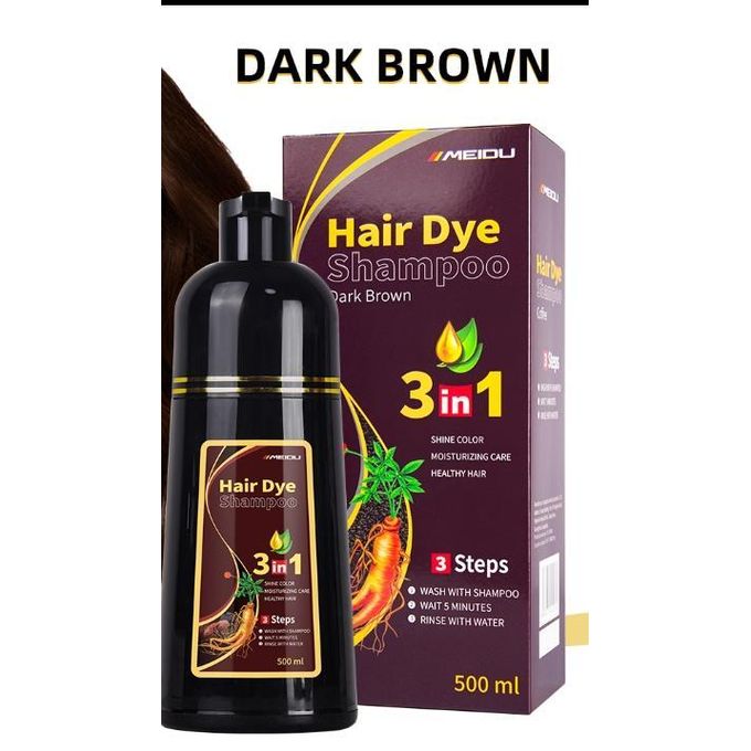 MEIDU Shampoo Shop Dark Brown Hair Dye Shampoo 3 in 1 for Gray Hair, Hair Dye for Women Men, Har Color Herbal Ingredients Natural