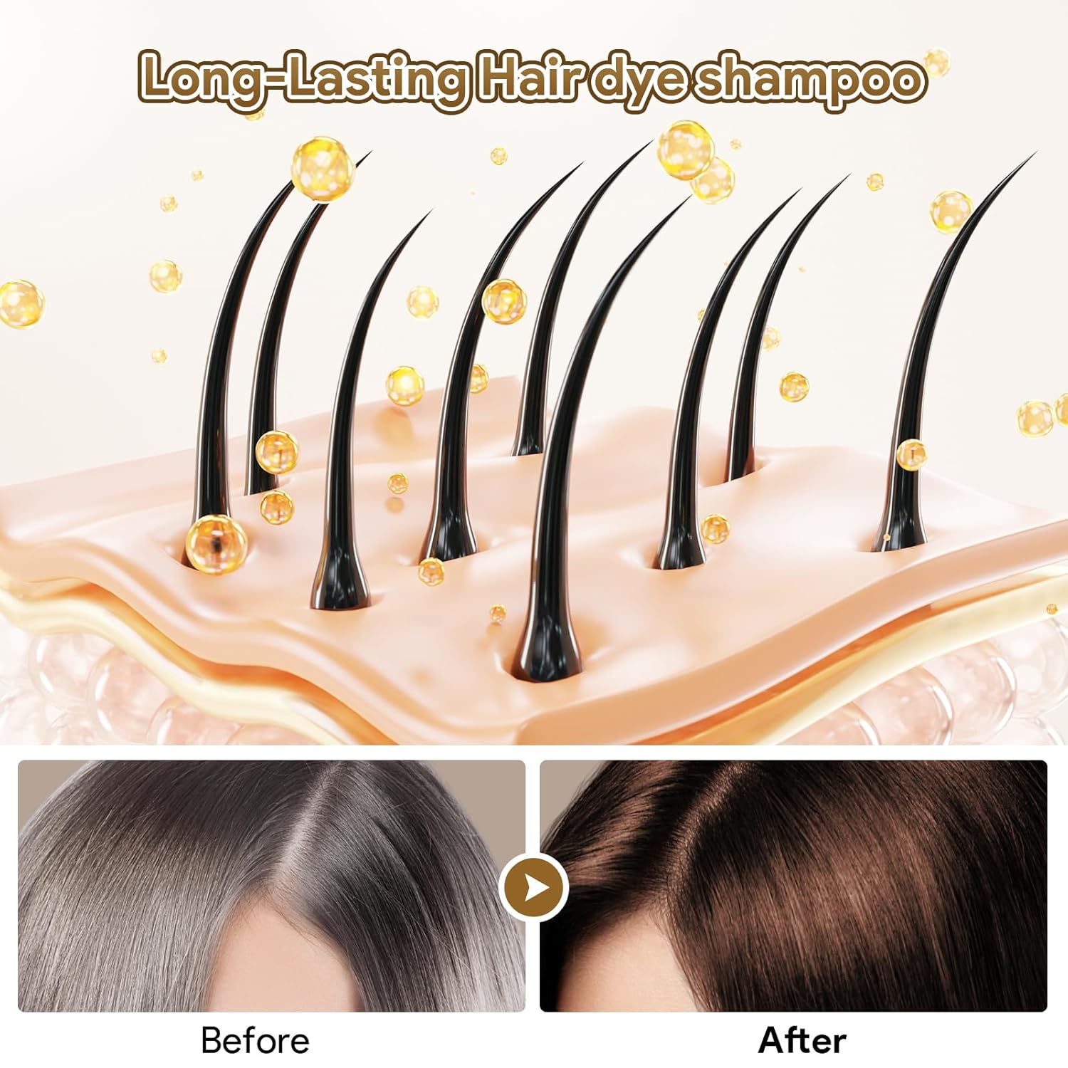 MEIDU Shampoo Shop Dark Brown Hair Dye Shampoo 3 in 1 for Gray Hair, Hair Dye for Women Men, Har Color Herbal Ingredients Natural