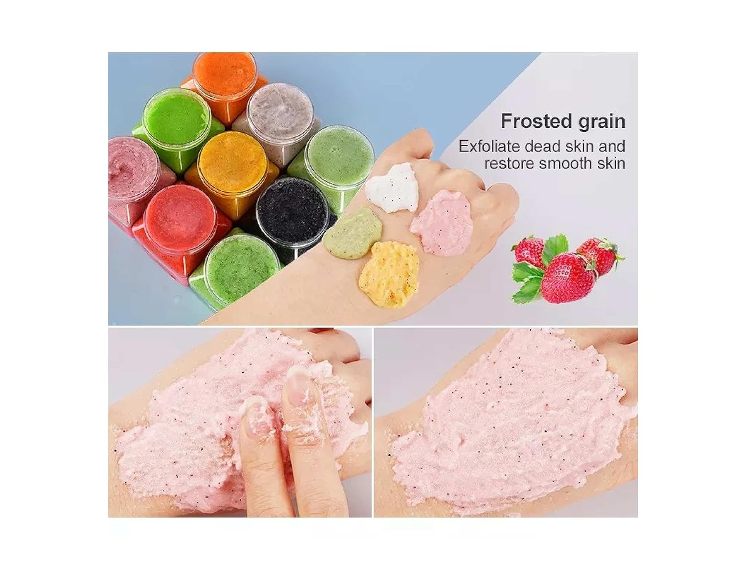 Feicaoji Exfoliating Body & Face Scrub – Removes Dead Skin, Brightens & Smoothens Complexion with pure sea salt and vitamins