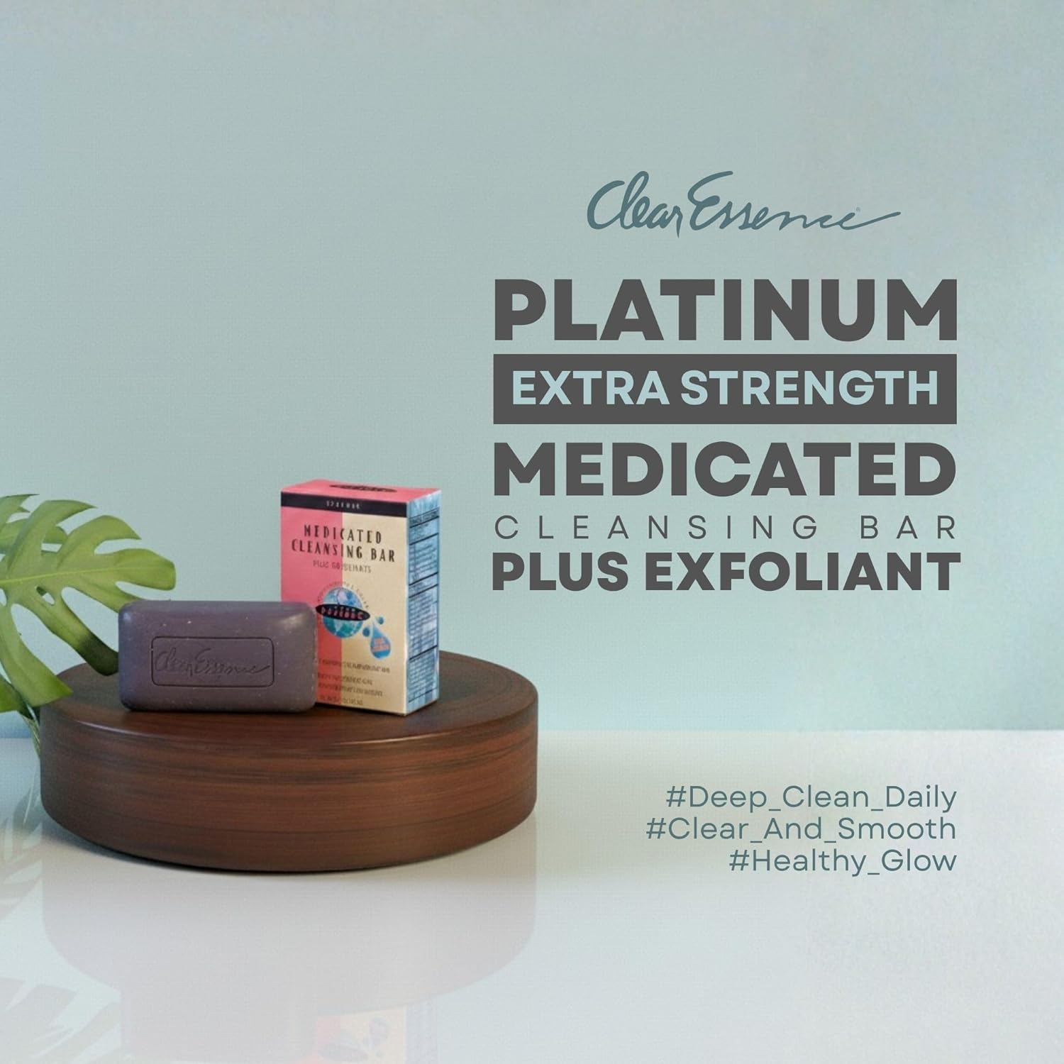 Clear Essence Platinum Extra Strength Cleansing Bar Plus Exfoliant, Medicated Soap for Acne, Oil & Impurities, Exfoliates Face & Body Bar Soap for Daily Use, Suitable for Men and Women