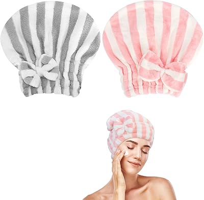 Microfiber Hair Drying Towels, Super Absorbent Turban Hair Towel Cap, Quick Dry Head wrap