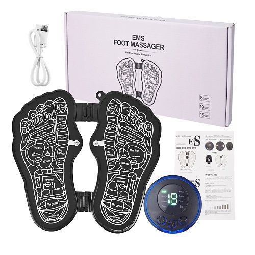 USB EMS Foot Massager mat Electric EMS Foot Massager Foldable Mat Foot Stimulator Massager Pad Improved Circulation Muscle Relaxation and Pain Relief Muscle Stimulator with Acupressure Pad