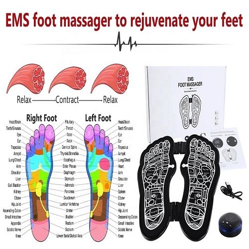 Foot shaped EMS Foot Massage pad- Rechargeable Foldable Electric foot massager
