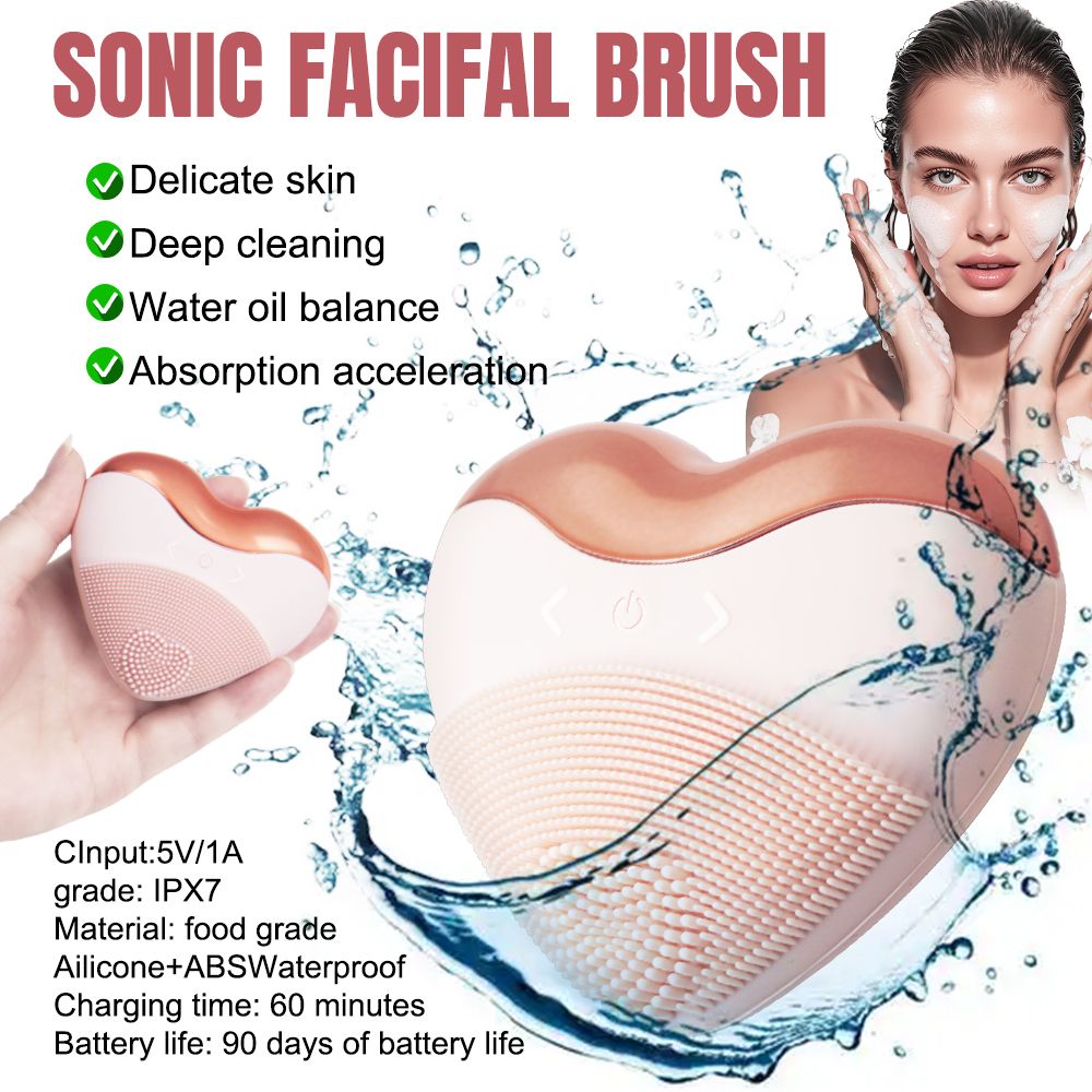 Electric Sonic Silicone Facial Cleansing Brush |Waterproof IPX7 Anti-Aging Face Massager | Absorbs Facial Skin Care Products, Massages & Soothes Skin Rechargeable