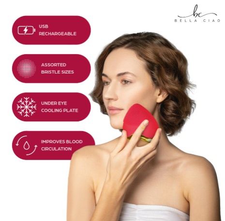Electric Sonic Silicone Facial Cleansing Brush |Waterproof IPX7 Anti-Aging Face Massager | Absorbs Facial Skin Care Products, Massages & Soothes Skin Rechargeable
