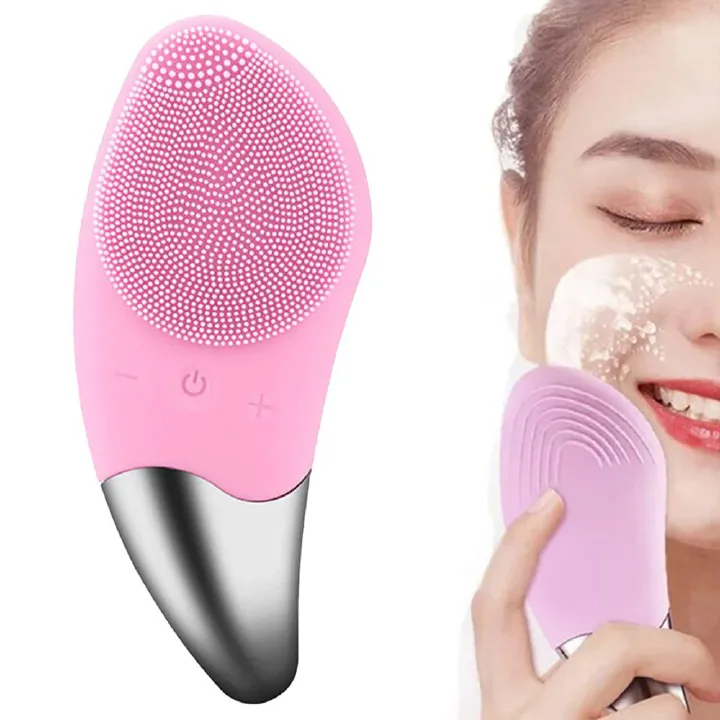 Rechargeable Facial Cleansing Brush Silicone Face Scrubber Waterproof Rechargeable Face Wash Brush, 4 Cleansing Modes, Electric Face Exfoliator for Men Women Cleaning, Exfoliating, Massaging