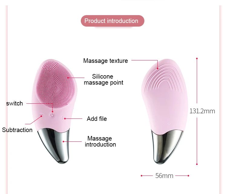Rechargeable Facial Cleansing Brush Silicone Face Scrubber Waterproof Rechargeable Face Wash Brush, 4 Cleansing Modes, Electric Face Exfoliator for Men Women Cleaning, Exfoliating, Massaging