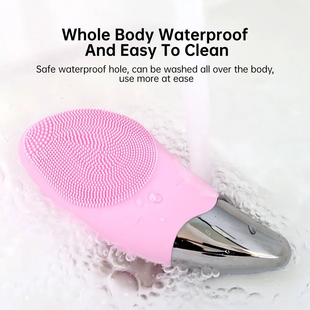 Rechargeable Facial Cleansing Brush Silicone Face Scrubber Waterproof Rechargeable Face Wash Brush, 4 Cleansing Modes, Electric Face Exfoliator for Men Women Cleaning, Exfoliating, Massaging