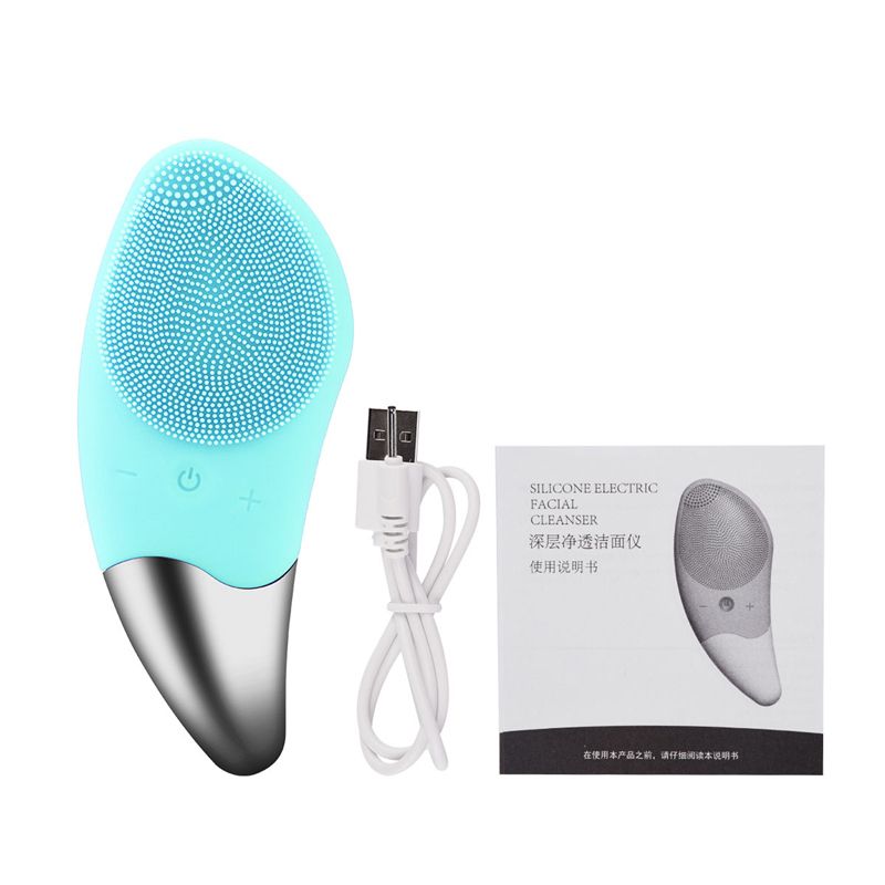 Rechargeable Facial Cleansing Brush Silicone Face Scrubber Waterproof Rechargeable Face Wash Brush, 4 Cleansing Modes, Electric Face Exfoliator for Men Women Cleaning, Exfoliating, Massaging