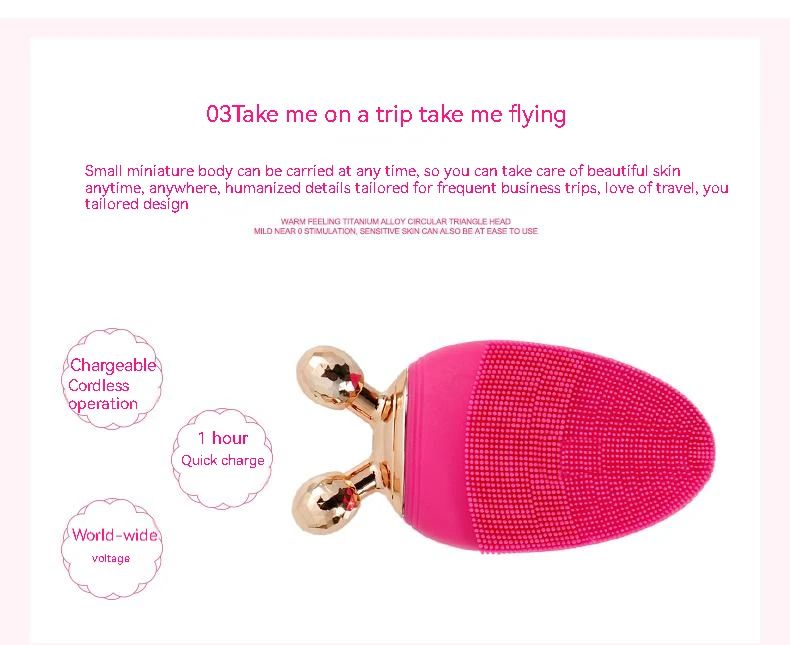 Multifunctional Rechargeable silicone facial cleansing brush USB Charge Ipx7 Waterproof  Facial Cleansing Brush  2 in 1 Silicone Facial Cleansing Brush Face Lifting Roller Massager