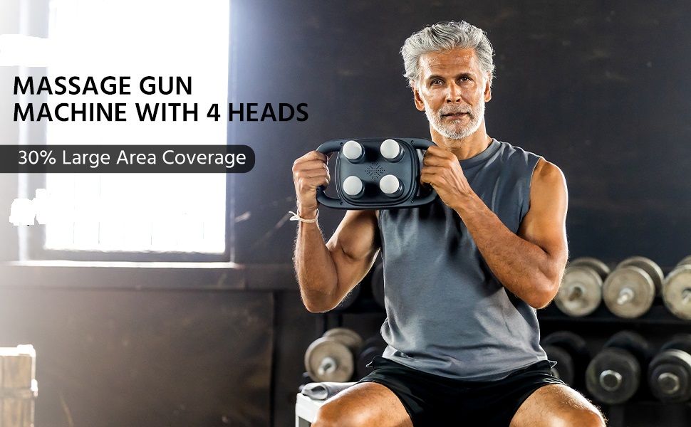 4 Head Massage Gun Set, Handheld Back Massager Gun Deep Tissue,20 Speeds Electric Percussion Muscle Body Massage