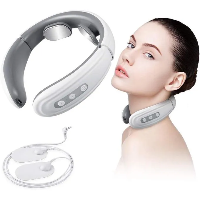 Electric Neck Massager U-Shaped Pulse Deep Tissue Heated Cervical Massage Neck Massager Smart Electric Pulse Heating Wireless 3D Massage heated.
