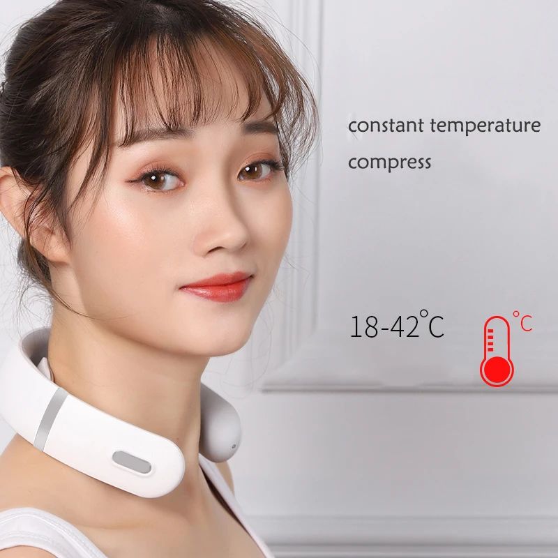 Electric Neck Massager U-Shaped Pulse Deep Tissue Heated Cervical Massage Neck Massager Smart Electric Pulse Heating Wireless 3D Massage heated.