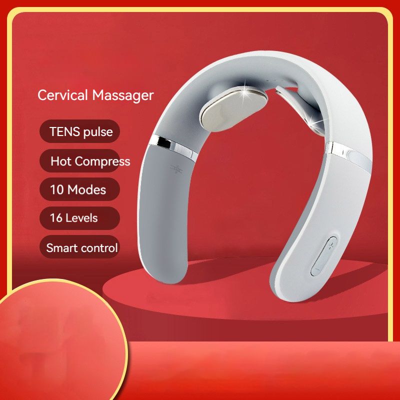 Electric Neck Massager U-Shaped Pulse Deep Tissue Heated Cervical Massage Neck Massager Smart Electric Pulse Heating Wireless 3D Massage heated.