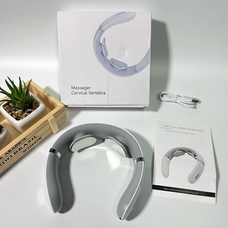 Electric Neck Massager U-Shaped Pulse Deep Tissue Heated Cervical Massage Neck Massager Smart Electric Pulse Heating Wireless 3D Massage heated.