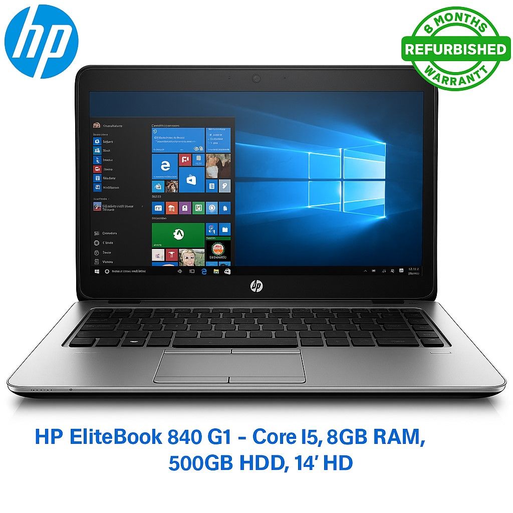💼 REFURBISHED HP ELITEBOOK 840 G1 | CORE I5 | 8GB RAM ⚡ | 500GB HDD 🗂️ | 14" HD DISPLAY | WINDOWS 10 PRO | BACKLIT KEYBOARD 🔥 | BLUETOOTH & WEBCAM READY 📸 | SLIM & DURABLE BUSINESS LAPTOP