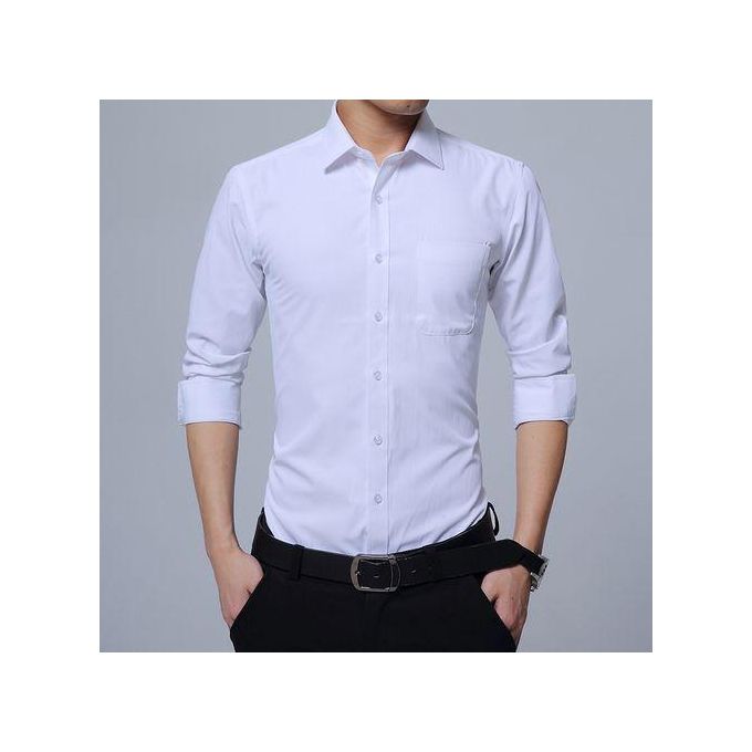 White Official Mens Longsleeve Shirt Slim Fit