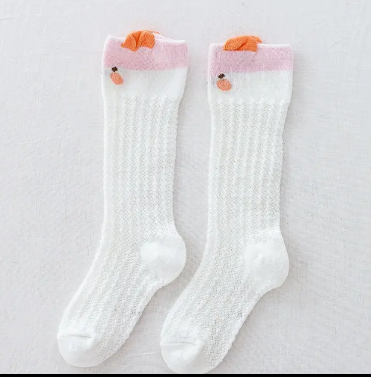0-6 Months 2 Pairs Baby Girl  Kids High Quality Cute Anti-mosquito Baby Socks Mesh Stockings Over the Knee for All Seasons (2 Pairs, Different Colors)