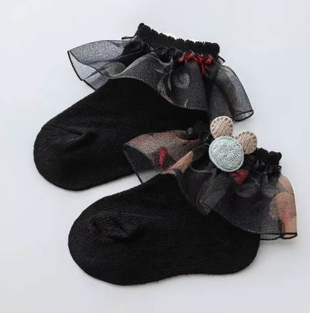 High Quality 2 Pairs 0-2 Years Baby Girl Kids Socks Lace Ruffle Princess Cartoon Lace Socks Little Girl  (2 pairs)