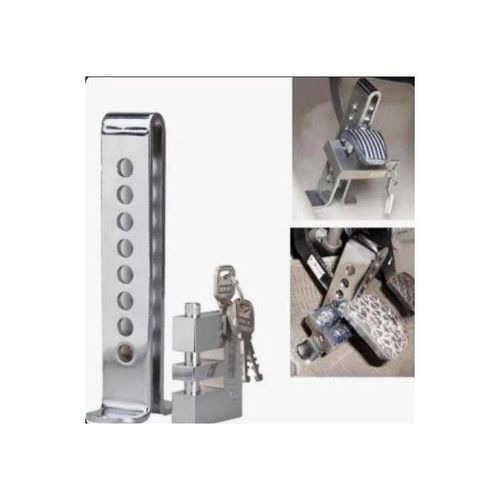 Anti-Theft Stainless Steel Clutch Lock Car Brake Pedal Accelerator Lock 8 Holes Device Premium Heavy Quality + 3 Keys