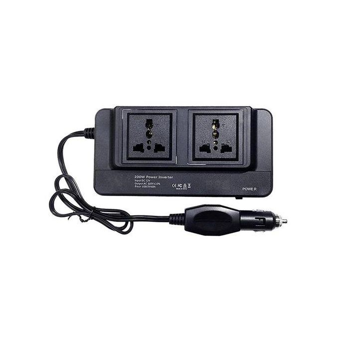 200W Car Power Inverter With Two AC 240V Ports and 4 USB Ports