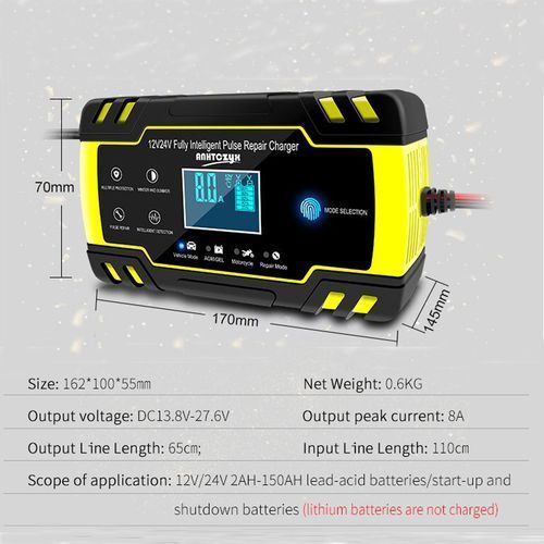 Car Battery Charger 12V/24V Pulse Repair Starter